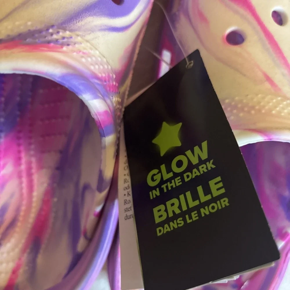 Crocs Kids‎ J6 Classic Glow-In-The-Dark Marbled Clogs Multi Color